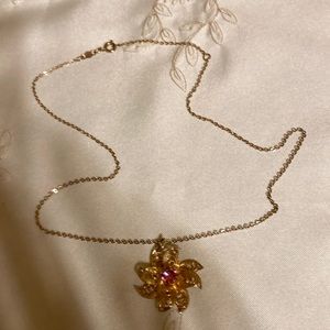 Sarah Coventry Star Fish Pendant with Pink Rhinestone and adjustable chain